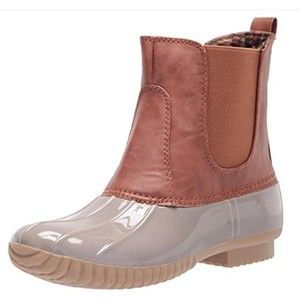 Yoki Dylan Sz 6.5 Women's Chelsea Winter Duck Boots Brown Leather Grey Rubber